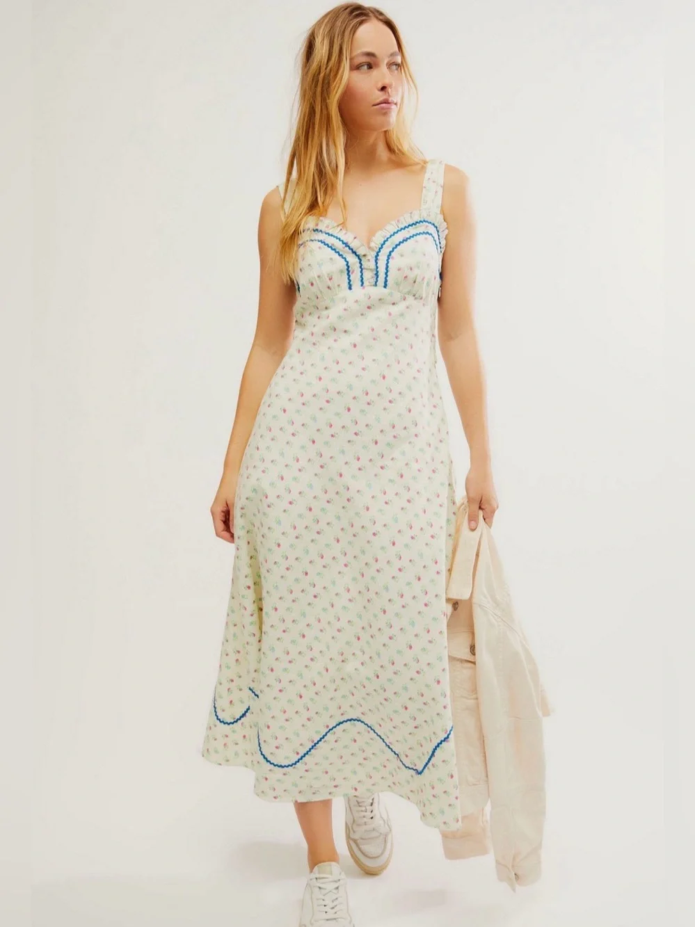 Free People Sweet Hearts Midi Dress Cottagecore Medium NWT